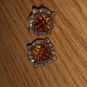 Monet Clip Bronze Crystal Earrings
